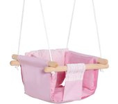 Outsunny Columpio para Bebé Altura Ajustable con Cinturón de Seguridad Interior y Exterior Carga Máx. 80 kg Madera 40x40x180 cm Rosa