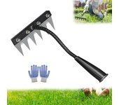 Rastrillo de hierro para desherbar Gardenia, 2.0, para jardinería y desherbado, 5/6/7/8 dientes, resistente, herramienta manual para desherbar césped y granja (6 dientes)