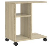 vidaXL Mesa auxiliar con ruedas madera ingeniería 50x30x55 cm Blanco, Negro, Roble Sonoma Mesa de sofá Mesa de Entrada para Salón Consola de Entrada Mueble Recibidor Mesita Mesa auxiliar Salon