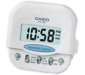 Despertador Casio digital PQ-30B-7DF color blanco con luz y función Snooze PQ30B7DF