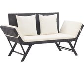 vidaXL Banco de jardín con cojines ratán sintético 176 cm en color Marrón/Negro | acolchados duraderos para sofás de jardín terraza exterior