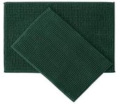 Juego de alfombras de baño de 2 piezas, juego de alfombrillas de baño de felpa de chenilla suave de secado rápido con respaldo de goma, juego de alfombras de baño absorbentes, alfombras de baño lavables para baño, blanco, 24 x 16 + 30 x 20