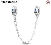 New 925 Sterling Silver Stars & Moon Sunflower Safety Chains Spacer Beads Charms Fit 925 Original Bracelets DIY Jewelry