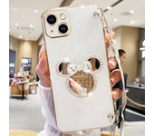Bling Makeup Mirror Holder Bracelet Strap Lanyard Phone Case For iphone 15 14 12 Pro Max  11 13 X XS XR Cover