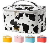 Bonita Bolsa de maquillaje, Bolsa de ASEO Mediana, Bolsa organizadora impermeable de PU (estampado de Vaca)