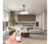 HYBEC - Ventilador de techo con luz LED Regulable, Motor DC Silencioso y 6 Velocidades – Función Inversa Verano/Invierno y Mando a Distancia