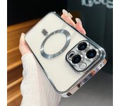 Plating For Magsafe Transparent Magnetic Phone Case For iPhone 16 Pro Max 15 14 13 Soft Silicone Gold Full Lens Camera Cover