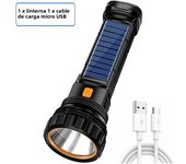 1-2Set USB/Solar Rechargeable Led Flashlight Portable Tactical Flashlamp Lanterna 1500 mAh Long-range Torch For Camping Lighting