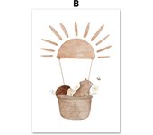 Boho Space Rocket Bear Rabbit Hedgehog Bee Flowers Nursery Posters Wall Art Print Canvas Painting Baby Kids Room Home Decoration