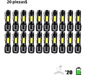 1-20PCS Mini Flashlight  COB+XPE Portable Torch With Clip Zoomable Light USB Rechargeable Flashlight Camping Emergency Lantern
