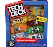 Tech Deck 6028845 Finger Skate, Auténticos Mini Skates para Dedos 96 mm para Fingerboarding, Coleccionables del Sk8Shop Bonus Pack, Surtido/Modelo aleatorio, Juguetes Niños 6 años+, Pack 6 Tablas