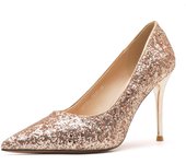 2024 new style women's shoes/sandals/high heels/stilettos/pointed toes/spring/summer/autumn/winter/banquet/wedding/work/leather/6.5 Champagne