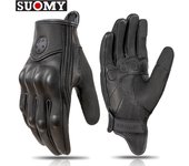 Suomy Motorcycle Leather Gloves Retro Motorcyclist Gloves Men Women Vintage Motocross Gloves Black Motorcycle Accessories
