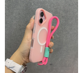 Funda de lujo 3 en 1 con cordón Magsafe para iPhone 16 15 14 Plus 13 12 Pro Max, funda suave mate transparente magnética con