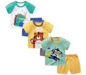 Set di 3 Magliette a Maniche Corte per Bambini Neonato Ragazzi Ragazzino, a Mezza Manica,Confezione da 6 (6 MESI-5 Anni)