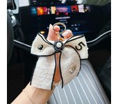Fashion Kawai Butterfly Knot Keychain Pearl Chain Personalized Ribbon Car Keychain Korean Style Ornaments Bag Pendant Party