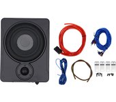 8 Inch Car Subwoofer, 600W 12V Aluminium Ultra Thin Car Active Underseat Compact Subwoofer Bass Box with Cable Set Black