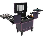 Rolling Makeup Train Case With Mirror Keys & Universal Wheels Cosmetic Organizer Box Beauty Trolley Sorted Storage