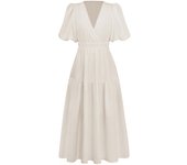 Vestido Mujer verano profundoVCuello Puff manga corta bohemio largo Flowy Casual vestido
