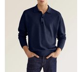 Chaqueta casual polo abotonada con cuello en V de manga larga para hombre de otoño e invierno