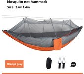 Hamaca de Camping con Mosquitera - Tela Nylon Paracaídas 210T Ultraligera (Capacidad 300kg) para Senderismo, Viaje o Jardín - Incluye Mosquetones (Material Ecológico)