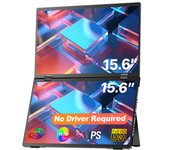 UPERFECT 15.6" Folding Monitor Dual Portable Display Via Stand VESA OSD Menu Freely Adjust Screen For Laptop PC