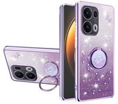 Adecuado para OPPO Reno 13 Pro 13F 12 Pro 12F 11 Pro 11F 10 Pro mujeres con cáscara de teléfono móvil , carcasa de teléfono móvil antisísmica de flores brillantes chapadas de lujo con anillo