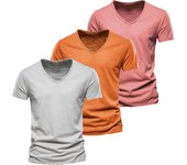 AIOPESON 3 juegos de camisetas masculinas 100% algodón diseño de moda camisetas masculinas sólidas camiseta de verano de cuello