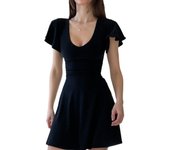 Lotus leaf sleeve French women's high-end mid length dress, 2025 spring/summer new dress