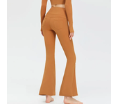 Women Yoga Flare Pants Workout Fitness Slim Flared Trousers High Waist Nude Yoga Pants Casual Gym Running Sports Pants