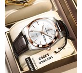 POEDAGAR Luxury Watch for Men Military Leather Man Wristwatch Quartz Clock Waterproof Luminous Date Week Men's Watches+box