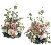 Free-Standing Artificial Flower Arrangement for Wedding Archway Aisle Welcome Entrance Table Centerpieces Floral Decor-Set of 2