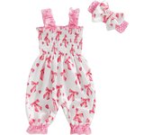 Pudcoco Baby Girls 2Pcs Easter Outfits Sleeveless Easter Egg Print Smocked Romper + Headband Set Newborn Clothes 0-24M