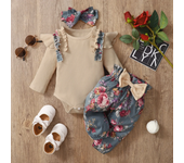 3Pcs Newborn Baby Girl Clothes Sets Infant Outfit Ruffles Romper Top Bow Leopard Pants New Born Autumn Fall Toddler Clothing