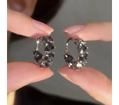 Delicate Leaf Ear Ring with Shiny CZ for Women Silver Color/Gold Color Fashion Hoop Earrings Fancy Girl Gift 2024 Jewelry Gifts