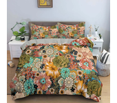 Vintage Flower King Queen Duvet Cover Peony Sunflower Bedding Set Tropical Floral Quilt Cover Boho Polyester Comforter Cover