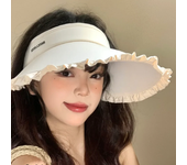 Sombrero de protección solar fresco de seda helada de verano para mujer, sombrilla de encaje de ala grande para exteriores, viseras transpirables resistentes a los rayos UV