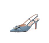 2024 new style women's shoes/sandals/high heels/stilettos/pointed toes/spring/summer/autumn/winter/banquet/wedding/work/leather/Dark blue