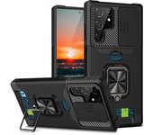 Shockproof Magnetic Holder case for Samsung Galaxy S25 S24 S23 S22 S21 Ultra Plus FE Note 20 Ultra With Card Solt Cover