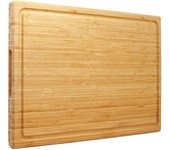 60 x 40 x 3.2 cm Tabla de cortar de bambú  bloque de carnicero de madera más grande para carne verduras barbacoaA tabla de cortar sobre el fregadero con asa y ranura para jugo
