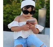 1-7Yrs Chilren Girls Clothes Set Off Shoulder Crop Tops Ripped Jeans Headband 3Pcs Summer Clothing Outfits