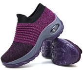 Zapatillas de deporte para mujer, zapatos informales de malla con forma redonda, cojín de aire, Color a juego, transpirables, antideslizantes, planos, talla grande 44
