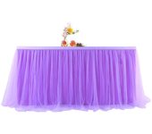 Candy table skirt decoration, birthday fabric, home accessories, wedding party chiffon covers, white, pink and purple
