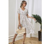 Vestidos de manga corta con estampado floral para mujer, vestido pequeño para verano