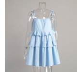Nuevo Vestido De Tirantes De Moda 2025 Vestido Halter Corto De Múltiples Capas De Verano