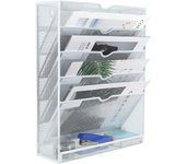 13 Compartimento Metal A4 Soporte Documentos Pared Oficina Archivador de Pared Organizador Revistas Correo Pared Almacenamiento Archivos Revistero,Blanco