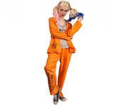 Halloween Big Man And Woman Couple Orange Prisoner Cosplay Party Costume Jumpsuit