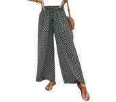 Wide Leg Pants for Women Slit Floral Elastic Casual Aesthetic Vintage Woman Trousers Korean Fashion Classic Comfortable Stretch