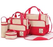 5 Pcs Multifunctional Set Changing  Maternity Mummy Handbag Bottle Holder Portable Nappy Basket Storage Organiser