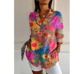 Camisas hawaianas con estampado 3d para mujer, camisas de gran tamaño, con solapa, a la moda, para fiesta en la playa, Verano
